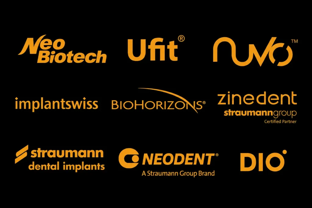 Implant systems logos used at care n cure dental clinic islamabad